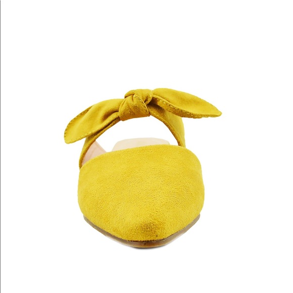 ⭐️ Women's Yellow Suede With Bow Slide - Picture 3 of 4